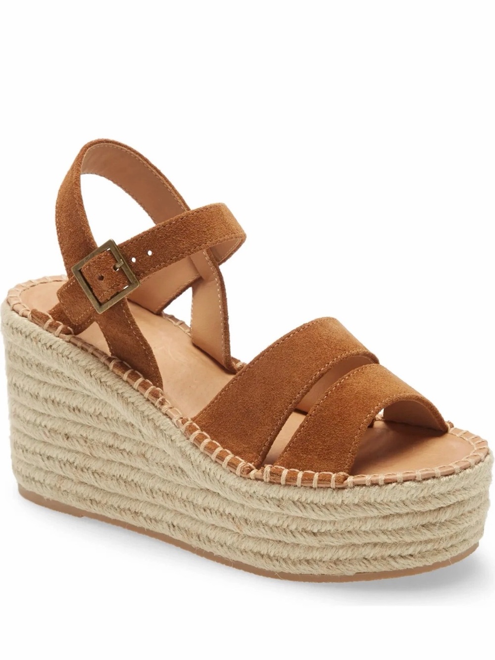 Soludos Cognac Suede Espadrille Wedge Sandal